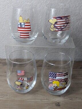 PEANUTS curved table glass Patriotic